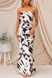 Febedress Geometric Printed Tube Top Maxi Party Dress