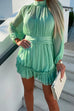 Febedress Mockneck Long Sleeve Waisted Ruffle Chiffon Dress