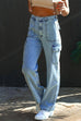 Febedress Distressed Pockets Denim Cargo Pants