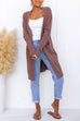 Febedress Open Front Pockets Solid Knitting Midi Cardigan