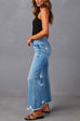 Febedress Raw Hem Ripped Flare Bottoms Denim Pants