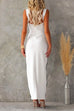 Febedress Backless Color Block Knit Sleeveless Maxi Dress