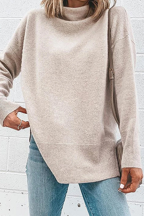 Febedress Turtleneck Drop Shoulder Long Sleeve Sweater Top