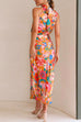 Febedress Tie Back Halter Sleeveless Waisted Maxi Floral Dress