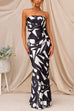 Febedress Geometric Printed Tube Top Maxi Party Dress