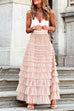 Febedress Ruffle Layered Mesh A-line Long Tulle Skirt