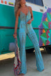 Febedress Lace Up Bell Bottoms Tie Dye Cami Jumpsuit