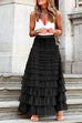 Febedress Ruffle Layered Mesh A-line Long Tulle Skirt