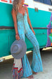 Febedress Lace Up Bell Bottoms Tie Dye Cami Jumpsuit