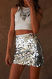 Febedress Elastic Waist Sequin Bodycon Mini Skirt