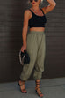 Febedress Elastic Waist Pocketed Drawstring Ankle Cargo Pants