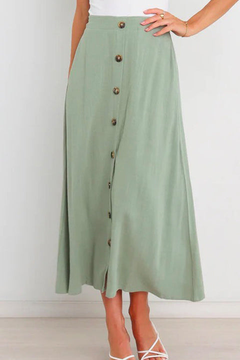 Febedress Button Down Pockets A-line Long Skirt