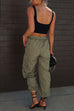 Febedress Elastic Waist Pocketed Drawstring Ankle Cargo Pants