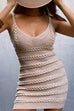 Febedress V Neck Cable Knit Bodycon Mini Cami Dress