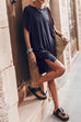 Febedress Side Split Batwing Sleeves Shift T-shirt Dress