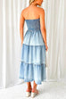 Febedress Strapless Tube Side Slit Ruffle Tiered Denim Dress