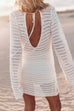 Febedress Backless Hollow Out Knitting Cover Up Dress