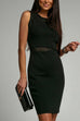 Febedress Mesh Splice Waisted Sleeveless Pencil Dress