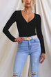 Febedress Wrap V Neck Long Sleeves Slim Fit Bottoming Top