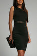 Febedress Mesh Splice Waisted Sleeveless Pencil Dress