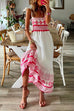 Febedress Smocked Tie Shoulder Printed Ruffle Maxi Cami Dress