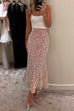 High Waist Party Sequin Midi Skirt