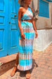 Febedress One Shoulder Cut Out Waist Side Split Tie Dye Maxi Dress