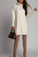 Turtleneck Buttons Solid Casual Sweater Dress