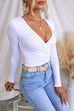 Febedress Wrap V Neck Long Sleeves Slim Fit Bottoming Top