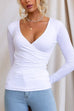 Febedress Wrap V Neck Long Sleeves Slim Fit Bottoming Top