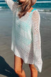 Febedress Long Sleeves Hollow Out Crochet Beach Cover Up Dress