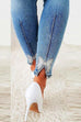 Febedress Beaded Butterfly Distressed Skinny Denim Pants