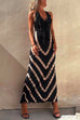 Febedress Halter V Neck Ruffle Drape Front Printed Maxi Dress