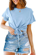Febedress Short Sleeve Knot Front Cropped T-shirt