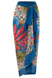 Febedress V Neck Bow Shoulder One-piece Swimwear and Wrap Cover Up Skirt Printed Set
