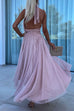 Febedress Halter Backless Waisted Tulle Maxi Dress