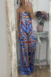 Febedress Tie Back Irregular Cami Top Wide leg Pants Printed Set