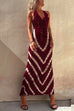 Febedress Halter V Neck Ruffle Drape Front Printed Maxi Dress