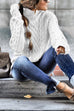 Febedress Mockneck Solid Cable Knit Pullover Sweater