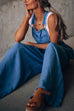 Febedress Pocketed Wide Leg Baggy Denim Overalls