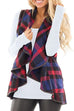 Febedress Lush Sleeveless Plaid Jacket Vest with Pockets