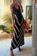 Febedress Halter V Neck Ruffle Drape Front Printed Maxi Dress