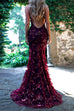 Febedress Sequin V Neck Backless Maxi Cami Mermaid Party Dress