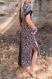 Febedress Curve Hem Side Split Leopard Splice Long Dress