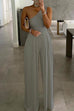 Febedress One Shoulder Sleeveless Maxi Wide Leg Jumpsuit