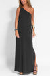 Febedress Sleeveless One Shoulder Side Split Maxi Dress