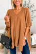 10 Colors V Neck Loose Fit Solid Poncho Sweater