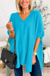 10 Colors V Neck Loose Fit Solid Poncho Sweater