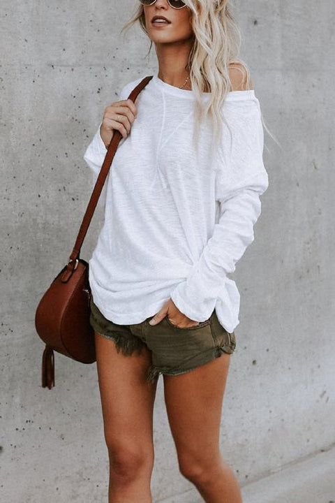 Febedress Solid Long Sleeves Cozy T-shirt